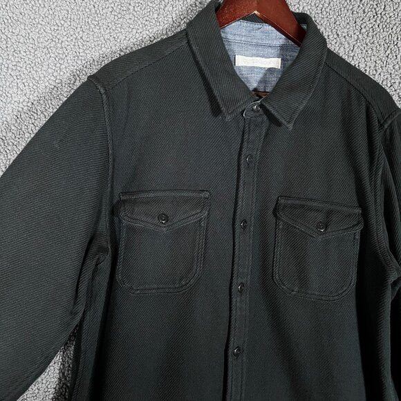 Outerknown Blanket Shirt Heavy Flannel Organic Cotton - Men's Size L - Black - Picture 2 of 9